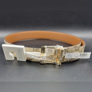 Michael Kors Women's MK Logo Reversible Leather Belt Size Small Brown Tan New